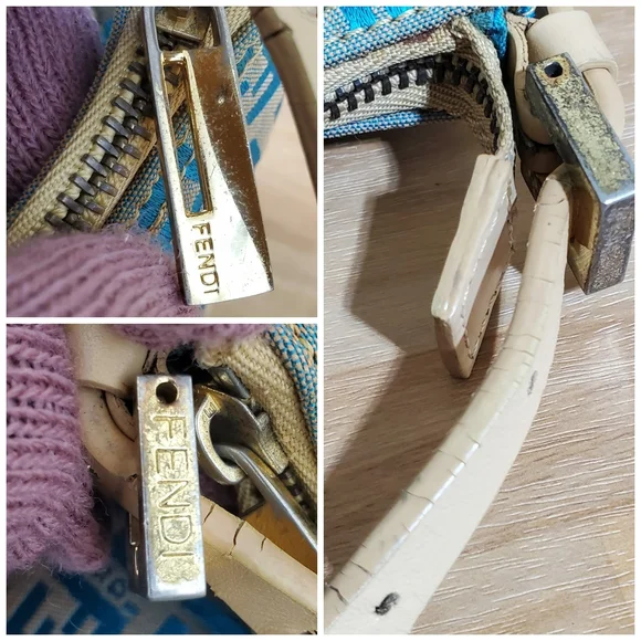 Fendi Blue/ Beige FF Zucchino Pochette Shoulder Bag - Picture 7 of 10